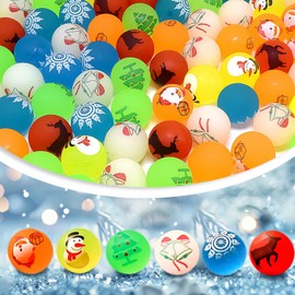 Lezevn 80pcs Christmas Bouncy Balls Glow in the Dark Rubber Bouncy Balls Party Bag Fillers for Girls Boys Birthday Gifts School Prizes Christmas Party Favors