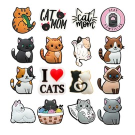 32Pcs Cat Shoe Charms, Waterproof Shoe Charms for Croc, Cute Cat Shoe Decorations Shoe Accessories, Birthday Party Gifts for Teens, Boys, Girls