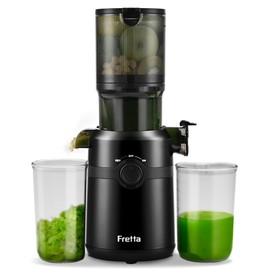 Juicer Machines,Fretta Cold Press Juicer Machines with American-Sourced PCTG Material,Fit Whole Fruits & Vegetables,Easy to Clean,Truly BPA-Free,Classic Black