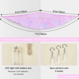 Unicorn Castle Stuffed Animals Net or Hammock Kids Toy Storage Organizer with LED Light Hanging Corner Stuffed Animals Holder Kids Girls Room Decor(Pack of 1)