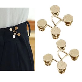 Qkari Jean Button Pins, Adjustable Jean Button, Detachable Jean Button Pin, No Sewing Required, Perfect Fit Instant Jean Button (Golden)
