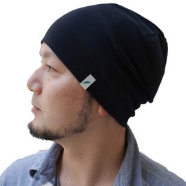 Nakota Organic Cotton Watch Cap, Knit Hat, Made in Japan, Men's, Women's, Kids, Unisex, Large Size, Summer Knit, black (97)