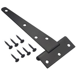 XINMEIWEN 6Pack 5Inch Black T-Strap Shed Hinge Heavy Duty Barn Gate Hinges Shed Doors Hinges for Barn Door Shed or Wooden Fences