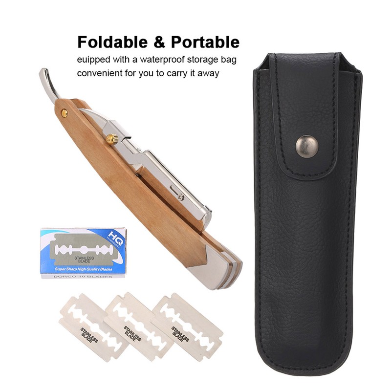 Straight Razor with 10PCS Blades & Storage Bag Shaving Razor