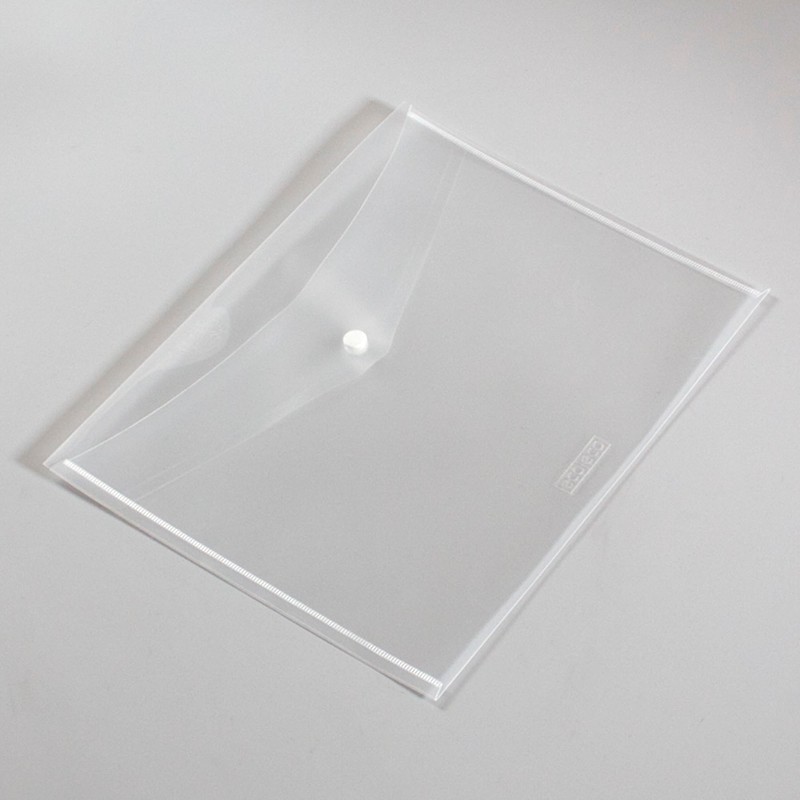 eco-eco A4 50% Recycled Clear Transparent Press Stud Popper Wallet,