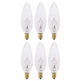 KOR (Pack of 6) Clear European Base (E14) Torpedo Tip 120V Chandelier Bulbs - Straight Tip (25)