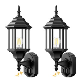 Redluck Motion Sensor Outdoor Lights, 2 Pack 16 inch Dusk to Dawn Outside Porch Lights, Waterproof Anti-Rust Aluminum Outdoor Wall Lights Exterior Lighting Fixtures for House, Garage, Front Door