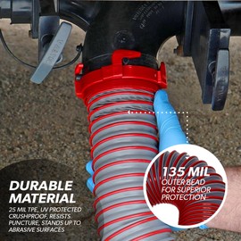 Valterra Viper 20-Foot RV Sewer Hose Kit, Universal Sewer Hose for RV Camper, Includes 2 Attachable 10-Foot Hoses with Rotating Fittings, 90 Degree ClearView Sewer Adapter and 4 Drip Caps