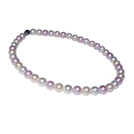 Ailana Laine 8mm & 10mm South Sea Pearl Necklace for Women - 8mm & 10mm Tahitian Pearl Necklace Pearl Necklace for Women with 925 Sterling Silver Chain (Mixed Color (Pink Light Pink & White) 10mm)