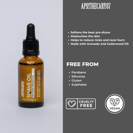 Apothecary 87 Shave Oil | Premium Formulation With Plant Extracts | Pre Shave Oil For Sensitive Skin | 30ml