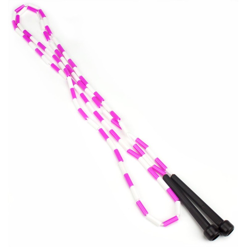 K-Roo Sports SJMP-001 Jump Rope with Plastic Beaded Segmentation, 7',Pink/White