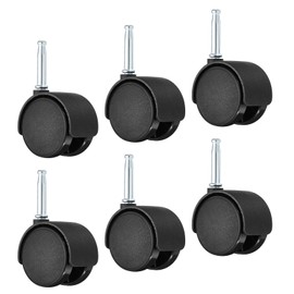 PATIKIL 2 Inch Swivel Stem Casters, 6 Pack Nylon 360 Degree Insert Swivel Stem Wheels for Chair Shelf Furniture Replacement, Black