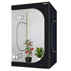 Grow Tent Kit, 60''x60''x80'' Greenhouse Tent with 19mm Poles, High Reflective 600D Mylar Hydroponic Tent with Observation Windows for Indoor Plant Growing (Black, 60"x60"x80")