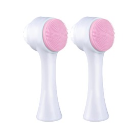 Facial Cleansing Brush - 2in1 Face Brushes for Cleansing and Exfoliating Skin with Soft Bristles - Silicone Face Exfoliator Brush for Women - Face Wash Brush/Massaging, 2 Pcs