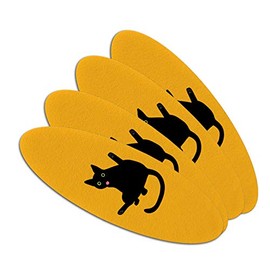 Black Cat Lifting Leg and Licking Double-Sided Oval Nail File Emery Board Set 4 Pack