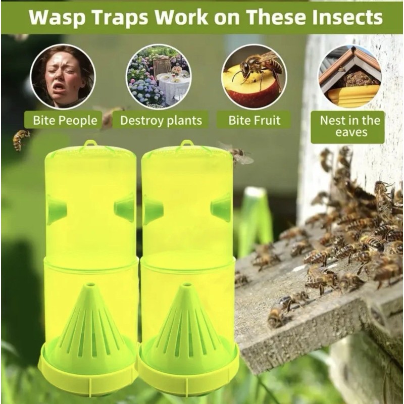 Zen Live 2Pack Foldable Wasp Bee Traps Reusable Bait Outdoor