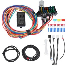 uxcell 1 Set Universal 14 Circuit Wiring Harness Kit with Fuses for GM for Ford for Street Car