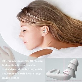 Silikon Ohrstöpsel Zum SchlafenWeicher & Wiederverwendbar Silikon Schlaf Ohrstöpsel für Seitenschläfer & Leichtschläfer,Ohrstöpsel zum Schlafen,für Schlaf, Reisen, Arbeit & Lernen