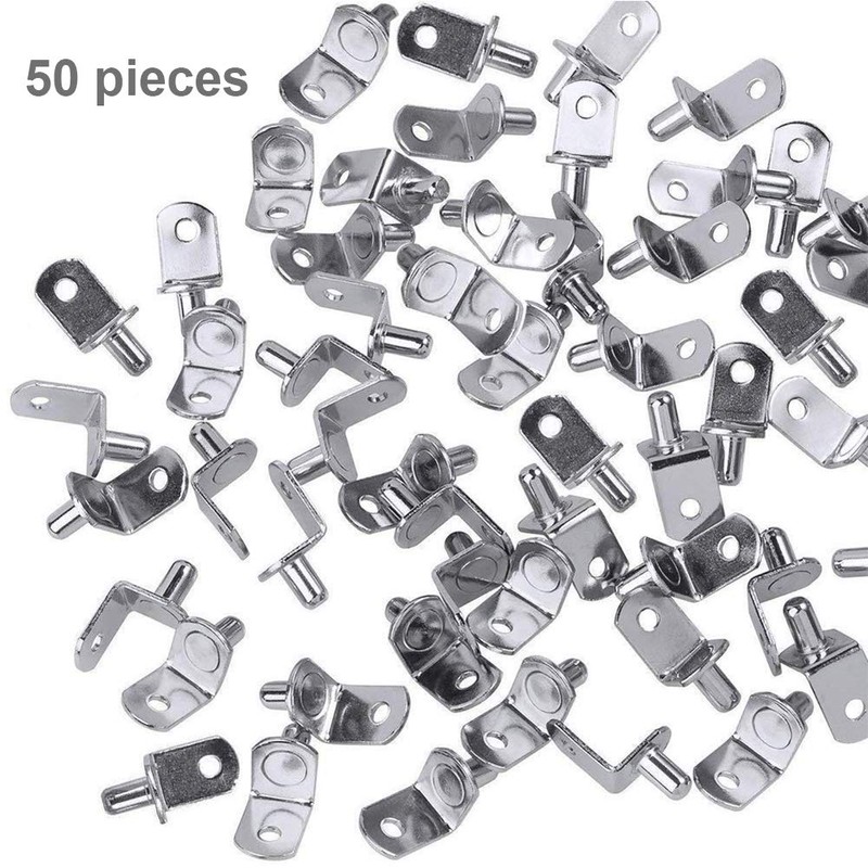 50 Pack Shelf Support Pegs 6mm L-Shaped Clips for Kitchen