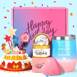 MHSMHL Birthday Gifts for Women, Happy Birthday Gifts Basket for Women, Gifts Set for Best Friends Female Women Sister Mom Wife Her Girlfriend Coworker Bestie Bff Unique Birthday Box