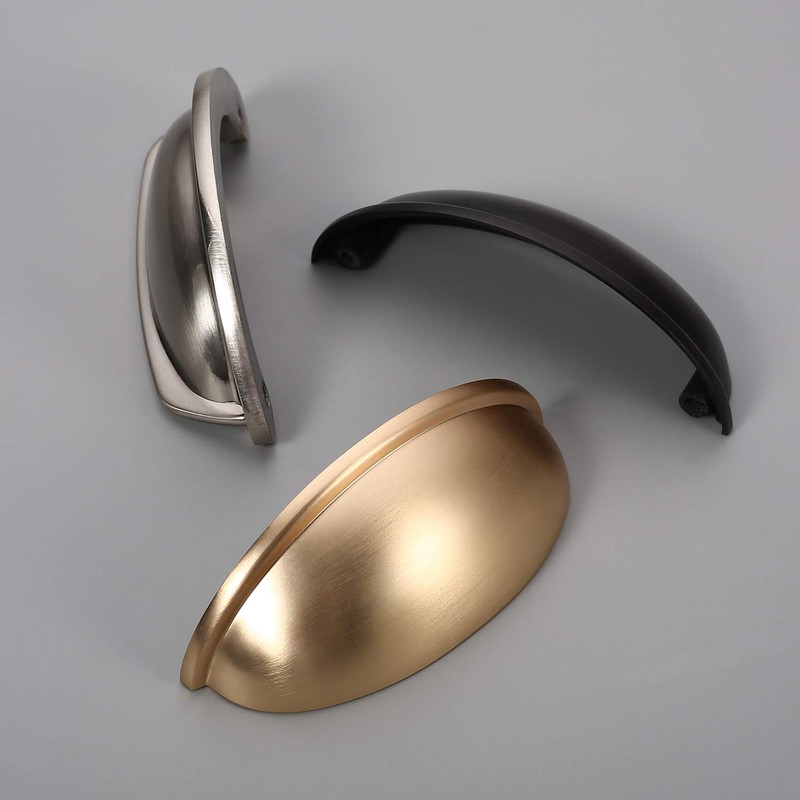 Alzassbg 5 Pack Brushed Antique Brass Cabinet Cup Pulls, 3