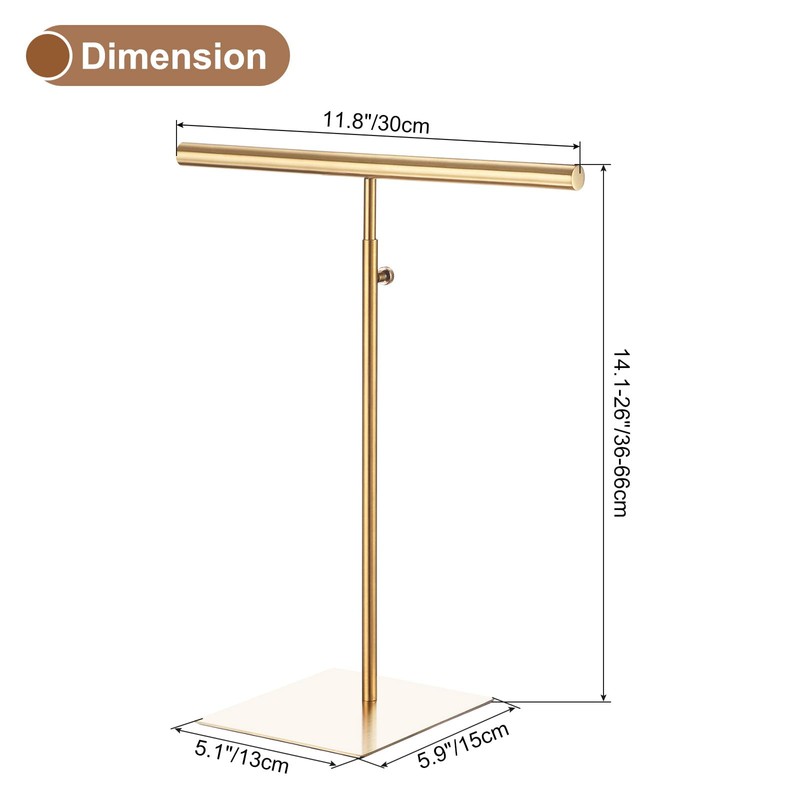 QUARKZMAN Necklace Display Stand Adjustable Height Jewelry Rack T Bar
