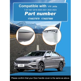 CZShiYue Car Front Left Exterior Door Handle Lock Cover Fit for VW Jetta7 A7 for mk7 2019 2020 2021 2022 2023 17A837879 17A837880 Door Handle Cover Black with Electroplating Strip