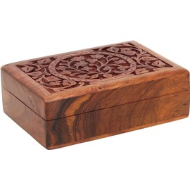 GURU JEE Hand Carved Wooden Jewelry Box For Women Keepsake Storage Organizer With Tree Of Life Patterns