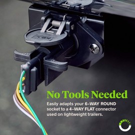 ONLINE LED STORE 6-Way Round to 4-Way Flat Trailer Adapter [Nickel-Plated Copper Terminals] [Rugged Nylon Housing] [Compact Design] 6-pin to 4-pin Trailer Wiring Plug Adapter