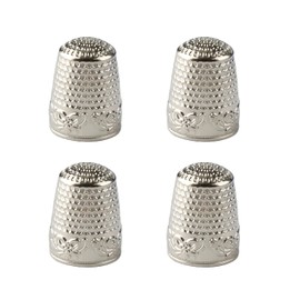 Wellrun 4pcs Sewing Thimble Finger Protectors,Metal Finger Guard,Embroidery Fingertip Rings for Tailors and DIY Sewing Projects