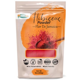 NaturalEvity Hibiscus Powder - Natural and Premium Quality - For Hair, Face, and Skin - Perfect For Food and Drinks - Caffeine-free, No Additives (8 oz.)