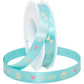 Morex Ribbon Precious Pets - I Love My Dog Ribbon, 5/8 inch by 20 yards, Blue