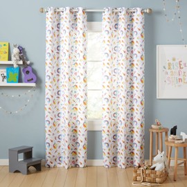 Estate View™ Kids' Room Darkening Grommet Top Unicorn Magic Glow in The Dark Curtain Panel Pair, 38"x84", White/Multi
