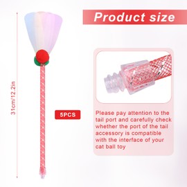 5pcs Cat Ball Toy Tail Replacement, Universal Moving Cat Toy Ball Tail Interactive Intelligent Sensing Replacement Accessories for Small Kitten Dogs (Red)