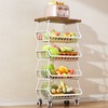 Fruit Basket for Kitchen with Wood Top 5 Tier, SAYZH