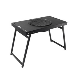 Portable Folding Charcoal Grill, 25.6 x 14.6 inches, Carbon Steel BBQ Smoker, Tabletop Grill for Camping