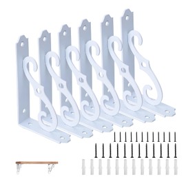 6pcs Cast Iron Ornate Shelf Brackets, 5*3 Inches, Heavy-Duty Wall Mount Shelf Brackets for Kitchen Shelves, Living Room