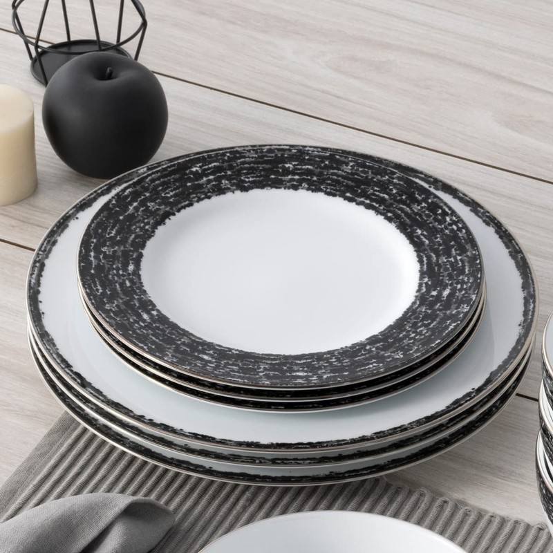 Noritake Black Rill 12-Piece Set, Service for 4 in Black/White