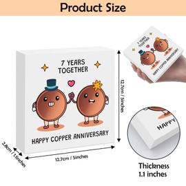 7th Wedding Anniversary Wooden Plaque Gifts for Wife Husband 7 Years Anniversary Box Sign Decor Gift for Men Women Her Him Birthday Valentines Day Gift for Wife Husband Couple Boyfriend Girlfriend