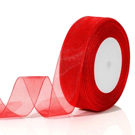 Organza Ribbon Red, Valentine's Day Ribbon, Gift Wrapping Ribbon for Valentine's Day, Ribbon Wide, Wedding Gift Ribbon, Champagne Pink Satin Ribbon, 2.5 cm