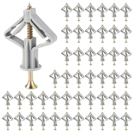50pcs Plasterboard Fixings Anti Rotate Drywall Anchor Kit Stable Expansion Tube Anchors Butterfly Type Wall Fixing Anchor with Screws