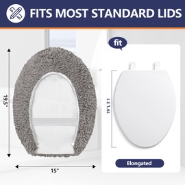 Baahrnom Luxury Tufted Toilet Lid Cover 19.5"x 16" Machine Washable Solid Seat Covers Adjustable Rubber Backing Fits Most Oval Elongated and Oblong 18"-19.5" Toilet Seat