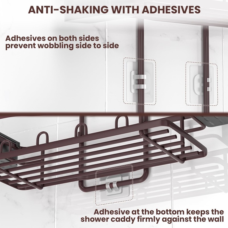 REINHARDT Shower Caddy Hanging, Rustproof Shower Caddy Anti-Swing Shower Organizer