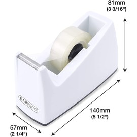 Rapesco Rapesco 1620 300 Klebebandspender und 4 Klebebandrollen, Weiß