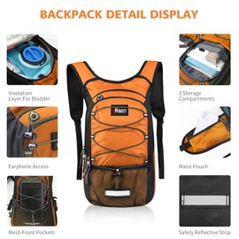 Hydration Pack, Insulated Hydration Backpack with 2L Hydration Bladder, Hiking Backpack for Men Women Kids, Water Backpack for Hiking, Running, Cycling, Camping