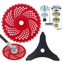 9" x 36 Teeth Carbide Tipped Blades & 10" x 3 Teeth Carbon Steel Brush Cutter Blades -Universal Adapter Kit Compatible with Cutter, Trimmer, Weed Eater(Heavy-Duty & Multi-Compatible)