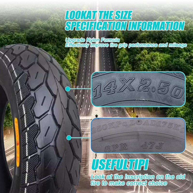 2.50-10 Bike Tires Foldable 14x2.50(64-254) Tubeless Tire