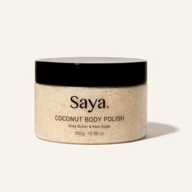 Saya Coconut Body Polish Exfoliating Body Scrub For Silky Smooth Skin with Raw Sugar, Coconut, Sea Salt | Exfoliates Remove Dead Skin Cells For Smoother Skin Deep Hydration Anti Aging Body Cream 300gr