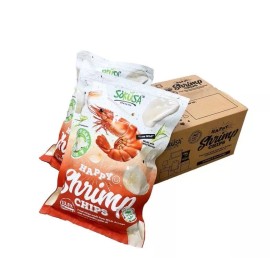 Sokusa Happy Shrimp Chips with Garlic & Butter Family Size 16oz Bag x2