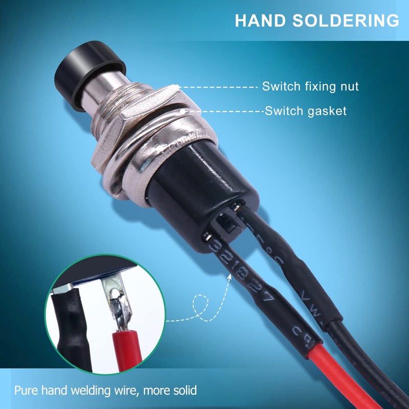 Twidec/10PCS 3V-6V-12V-24V-250V Momentary Push Button Switch 2 Pins ON/Off SPST